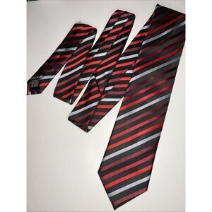 Tie Necktie Stripes Red Crimson Black 3.25 W Handmade Stafford Essentials Men's‎